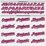 Custom White Pink Electric Blue-Black Gradient Vertical Stripe Argentina Style Authentic Baseball Jersey
