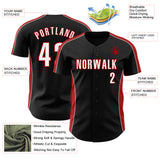 Custom Black White-Red Classic Color Block Side Panel Stripe Authentic Baseball Jersey