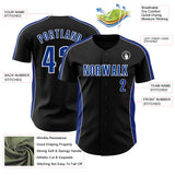 Custom Black Royal-White Classic Color Block Side Panel Stripe Authentic Baseball Jersey