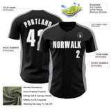 Custom Black White-Gray Classic Color Block Side Panel Stripe Authentic Baseball Jersey