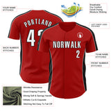 Custom Red White-Black Classic Color Block Side Panel Stripe Authentic Baseball Jersey