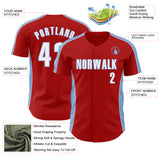 Custom Red White-Light Blue Classic Color Block Side Panel Stripe Authentic Baseball Jersey