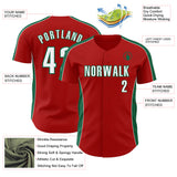 Custom Red White-Kelly Green Classic Color Block Side Panel Stripe Authentic Baseball Jersey