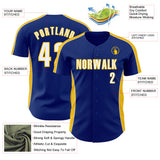 Custom Royal White-Yellow Classic Color Block Side Panel Stripe Authentic Baseball Jersey