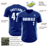 Custom Royal White-Light Blue Classic Color Block Side Panel Stripe Authentic Baseball Jersey