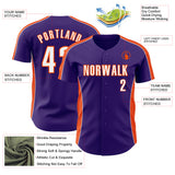 Custom Purple White-Orange Classic Color Block Side Panel Stripe Authentic Baseball Jersey