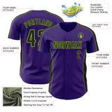 Custom Purple Black-Neon Green Classic Color Block Side Panel Stripe Authentic Baseball Jersey