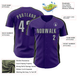 Custom Purple Gray-Black Classic Color Block Side Panel Stripe Authentic Baseball Jersey