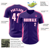 Custom Purple White-Pink Classic Color Block Side Panel Stripe Authentic Baseball Jersey