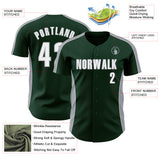 Custom Green White-Gray Classic Color Block Side Panel Stripe Authentic Baseball Jersey