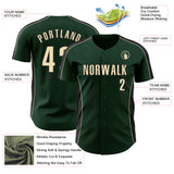 Custom Green Cream-Black Classic Color Block Side Panel Stripe Authentic Baseball Jersey