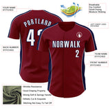 Custom Crimson White-Navy Classic Color Block Side Panel Stripe Authentic Baseball Jersey