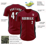 Custom Crimson White-Black Classic Color Block Side Panel Stripe Authentic Baseball Jersey