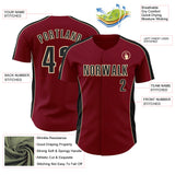 Custom Crimson Black-Cream Classic Color Block Side Panel Stripe Authentic Baseball Jersey