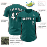 Custom Teal White-Black Classic Color Block Side Panel Stripe Authentic Baseball Jersey