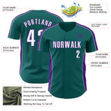 Custom Teal White-Purple Classic Color Block Side Panel Stripe Authentic Baseball Jersey