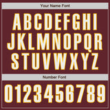 Custom Burgundy White-Gold Classic Color Block Side Panel Stripe Authentic Baseball Jersey