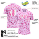 Custom Pink White 3D Pink Ribbon Breast Cancer Awareness Month Women Health Care Support Performance Polo Shirt