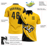Custom Yellow Black-White 3D Pattern Design Animal Tiger Performance Polo Shirt