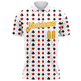 Custom White Gold 3D Gambling Poker Performance Polo Shirt