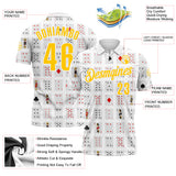 Custom White Yellow 3D Gambling Poker Performance Polo Shirt