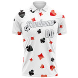 Custom White Gray 3D Gambling Poker Performance Polo Shirt
