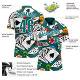 Custom Teal White 3D Gambling Poker Performance Polo Shirt