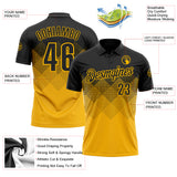 Custom Black Gold 3D Gradient Square Shape Performance Polo Shirt