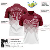 Custom Crimson White 3D Gradient Square Shape Performance Polo Shirt