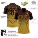 Custom Brown Old Gold 3D Gradient Square Shape Performance Polo Shirt