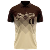 Custom Brown Cream 3D Gradient Square Shape Performance Polo Shirt