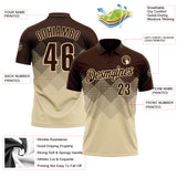 Custom Brown Cream 3D Gradient Square Shape Performance Polo Shirt