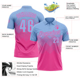 Custom Light Blue Pink 3D Gradient Square Shape Performance Polo Shirt