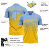 Custom Light Blue Yellow 3D Gradient Square Shape Performance Polo Shirt