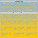 Custom Light Blue Yellow 3D Gradient Square Shape Performance Polo Shirt