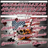 Custom Gray Crimson-White 3D American Flag Splash Flame Skull Bowling Performance Polo Shirt