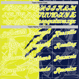 Custom Graffiti Pattern Neon Yellow Navy-White 3D Scratch Performance Polo Shirt