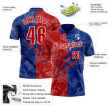 Custom Graffiti Pattern Red Royal-White 3D Scratch Performance Polo Shirt