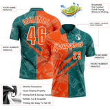 Custom Graffiti Pattern Orange Teal-White 3D Scratch Performance Polo Shirt