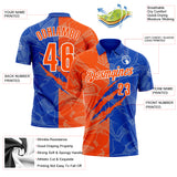 Custom Graffiti Pattern Orange Thunder Blue-White 3D Scratch Performance Polo Shirt