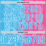Custom Graffiti Pattern Sky Blue Pink-White 3D Scratch Performance Polo Shirt
