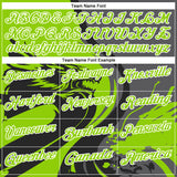 Custom Black Neon Green Steel Gray-White 3D Pattern Design Animal Wolf And Splash Performance Polo Shirt