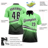 Custom Pea Green Black-White 3D Pattern Design Star And Geometric Shapes Performance Polo Shirt