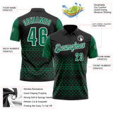 Custom Black Kelly Green-White 3D Pattern Design Star Performance Polo Shirt