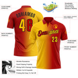 Custom Red Yellow-Black 3D Gradient Fashion Performance Polo Shirt