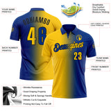 Custom Royal Yellow-Black 3D Gradient Fashion Performance Polo Shirt
