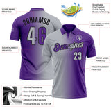 Custom Purple Gray-Black 3D Gradient Fashion Performance Polo Shirt