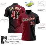Custom Black Crimson-City Cream 3D Gradient Fashion Performance Polo Shirt
