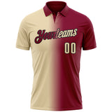 Custom Maroon Cream-Black 3D Gradient Fashion Performance Polo Shirt