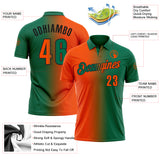 Custom Kelly Green Orange-Black 3D Gradient Fashion Performance Polo Shirt